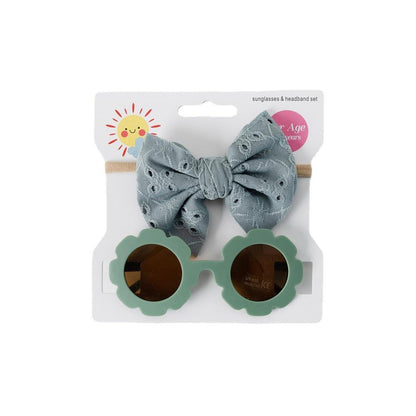 Children's Sunglasses Hollow Bow Hair Band 2pcs/Set