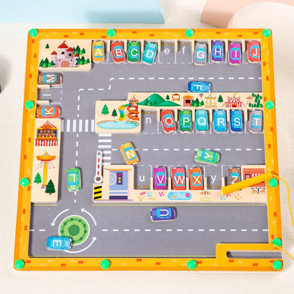 Magnetic Alphabet Maze Learning Toys, Montessori Fine Motor Skills Toys For 3+ Year Old, Wooden Learning Letter Toddler Puzzle Board, Kids Preschool Learning Activities, Toys