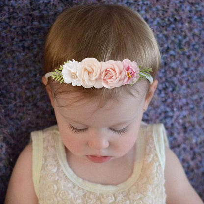 Baby Beige Pearl Rhinestone Nylon Headband
