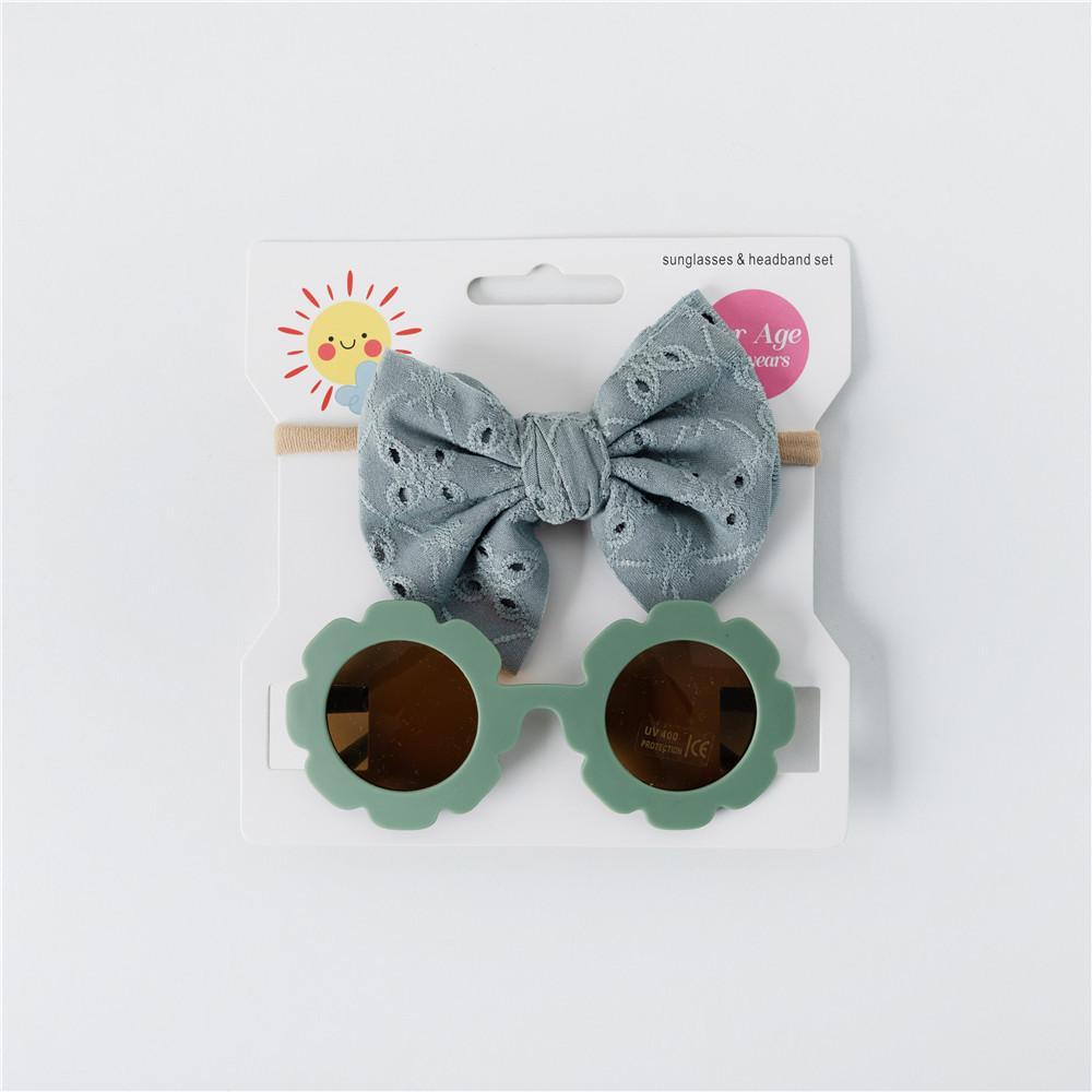 Children's Sunglasses Hollow Bow Hair Band 2pcs/Set