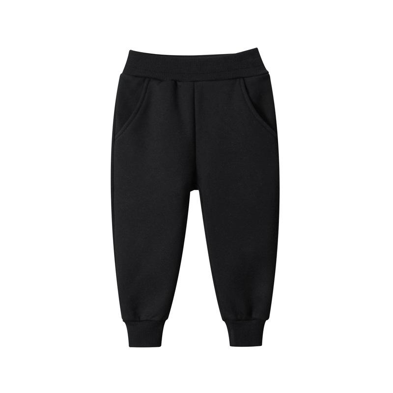 Solid color children's sports pants boys' Plush casual pants