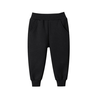 Solid color children's sports pants boys' Plush casual pants