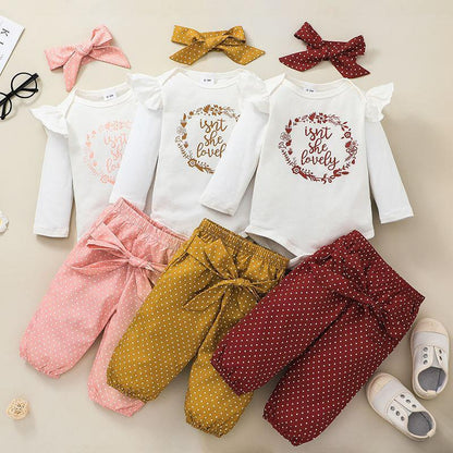 Baby Girl Long Sleeve Jumpsuit 3-piece Set