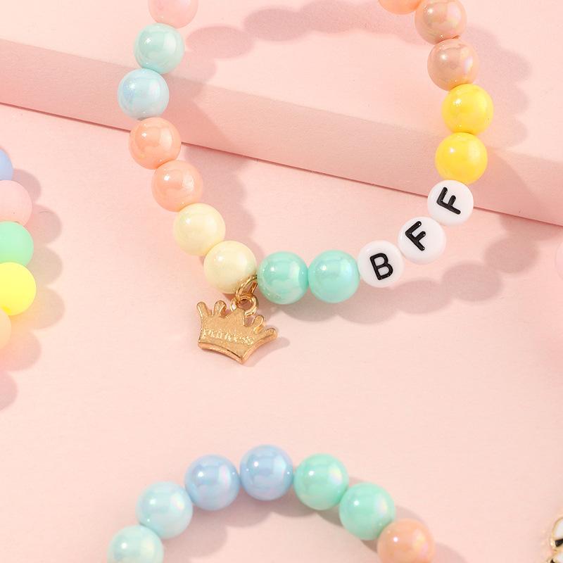 4pcs/set Children's Colored Beaded Elastic Bracelet