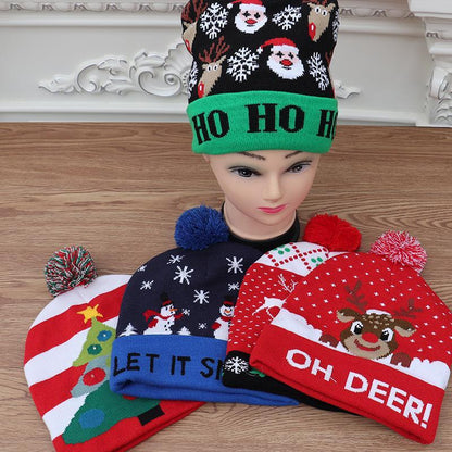 Christmas Decorations Adult Children's Luminous Knitted Christmas Hat