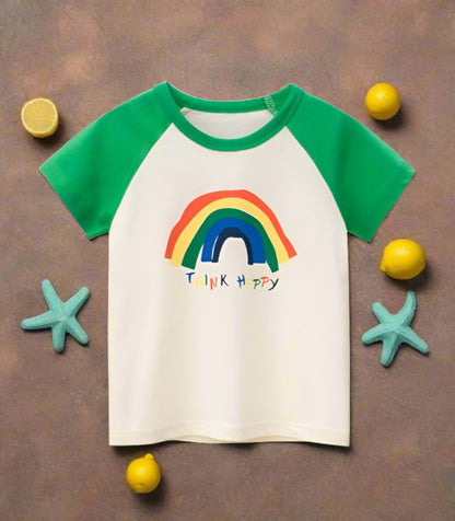 Children's short sleeved T-shirt rainbow top