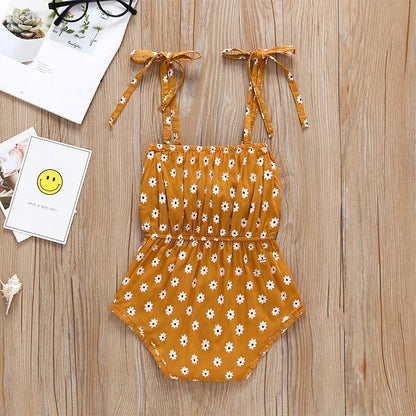 Suspender sleeveless bow dot Khaki Jumpsuit