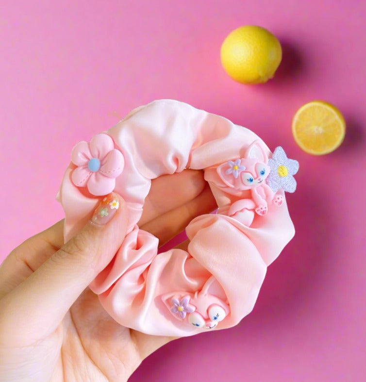 Children's Cartoon Hair Tie Girl's Pink Fabric Hair Rope