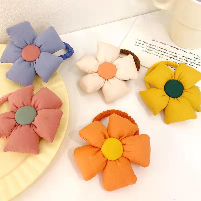 Girl's Big Flower Thick Rubber Band Fabric Hair Ring