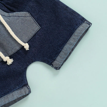 Cartoon T-shirt denim shorts two piece set