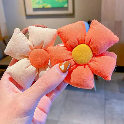 Girl's Big Flower Thick Rubber Band Fabric Hair Ring