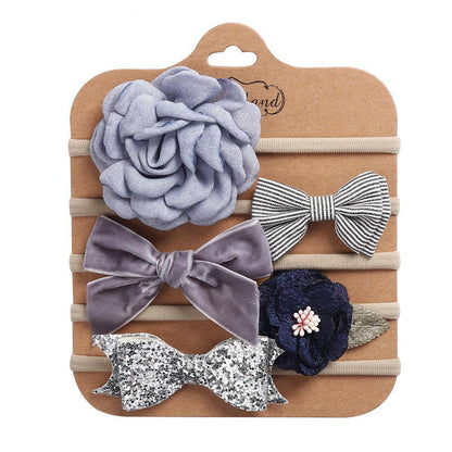 Handmade Bow Hair Band 5pcs/set Stretch Baby Headdress