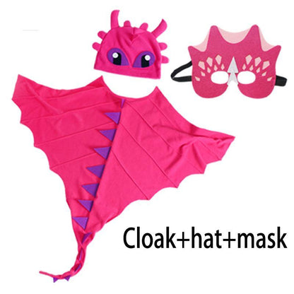 Dinosaur Cape Hat Mask Children Dress Up Halloween Cosplay