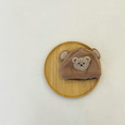 Baby Bear Boy Knitted Hat Plus Cotton Wool Hat