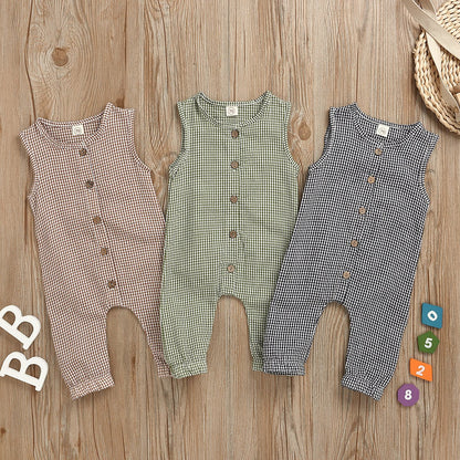 Sleeveless striped single breasted Khaki