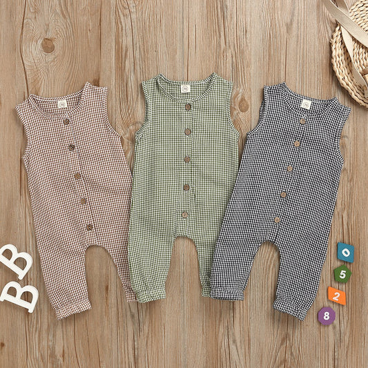 Sleeveless striped single breasted Khaki