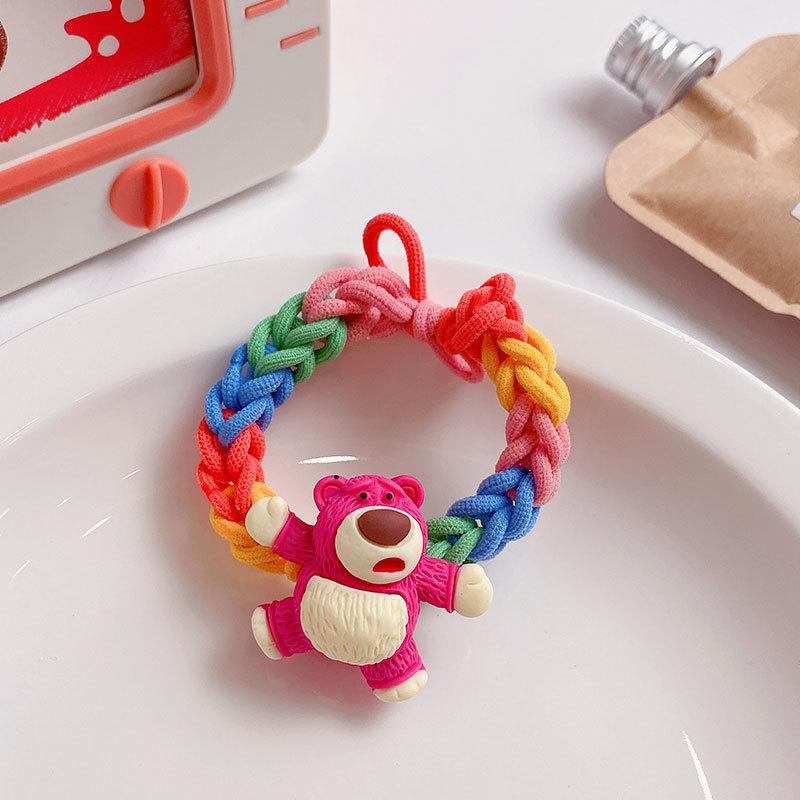 Strawberry Bear Woven Rubber Band Colorful Elastic Hair Tie