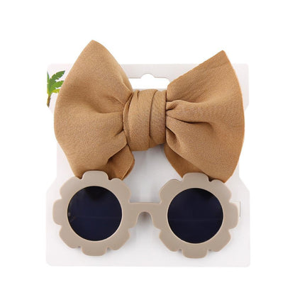 Children's Sunglasses Bow Headband Combination Set