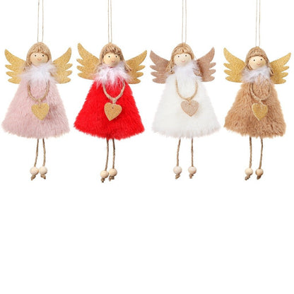 Love Plush Feather Angel Christmas Tree Ornaments