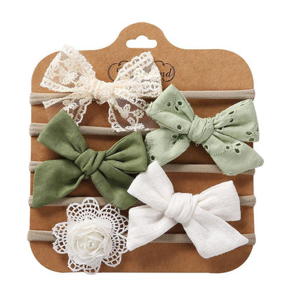 Children's Hair Tie Handmade Bow Hair Band 5pc/set