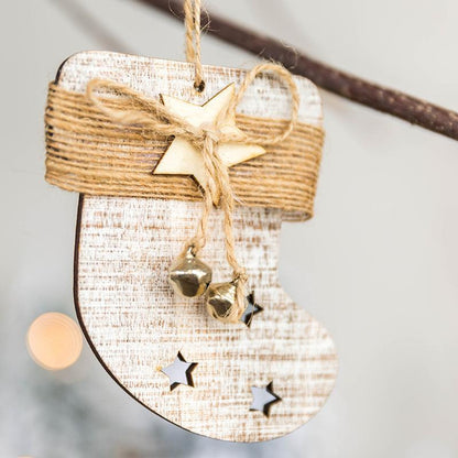 Christmas Wooden Decorative Pendant Star Elk Sock Tree