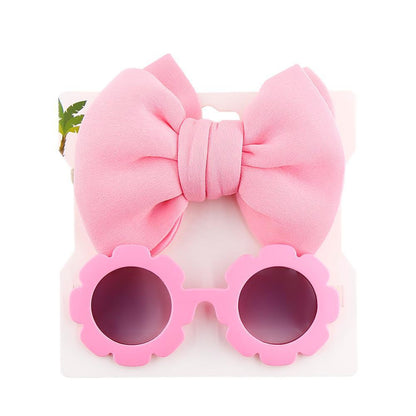Children's Sunglasses Bow Headband Combination Set