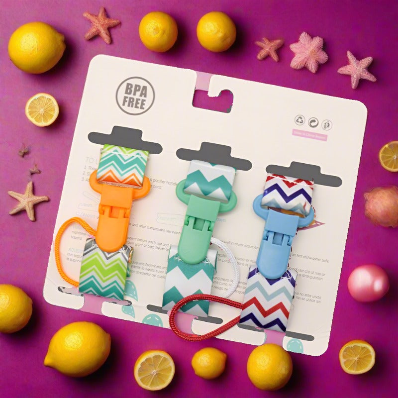 3pcs/set Colorful Baby Nipple Anti-dropping Pacifier Clip