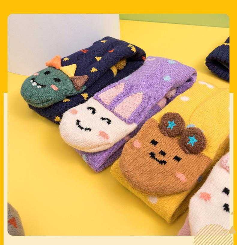 Cartoon Children's Warm Knit Hat Scarf