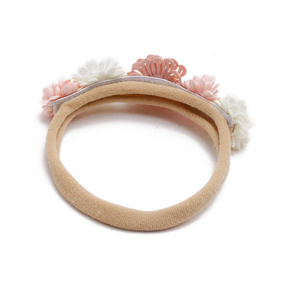 Baby Beige Pearl Rhinestone Nylon Headband