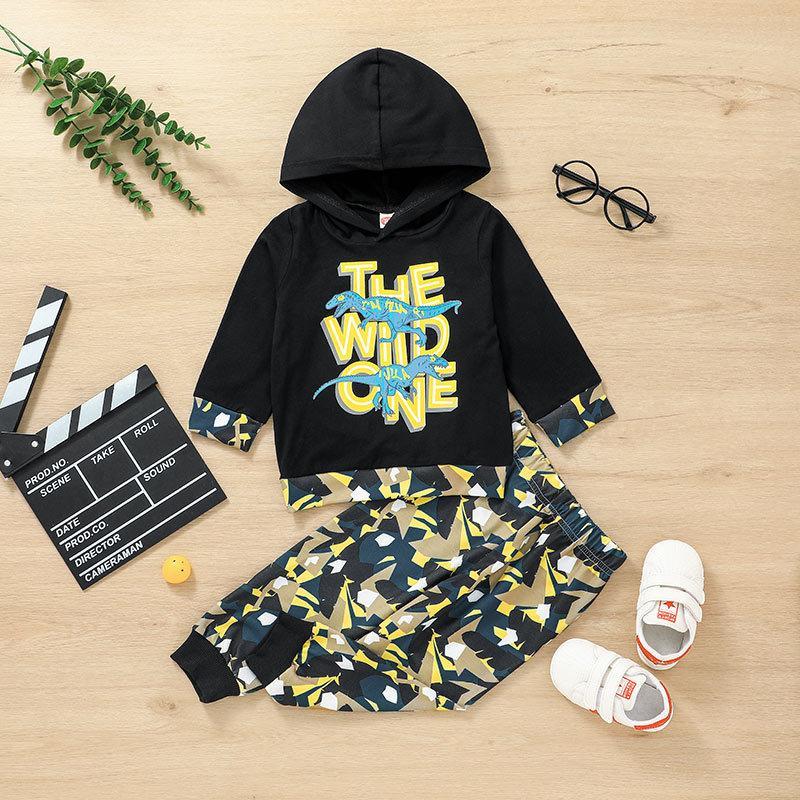 Children's Letter Top Printed Pants Two-Piece Set