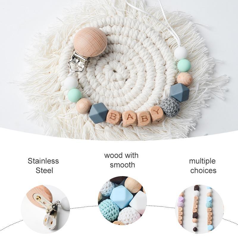 Beech Nipple Clip Handmade BABY Silicone Beads Anti-drop Chain
