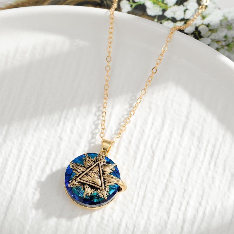 Fashion Round Crystal Blue Evil Eye Necklace