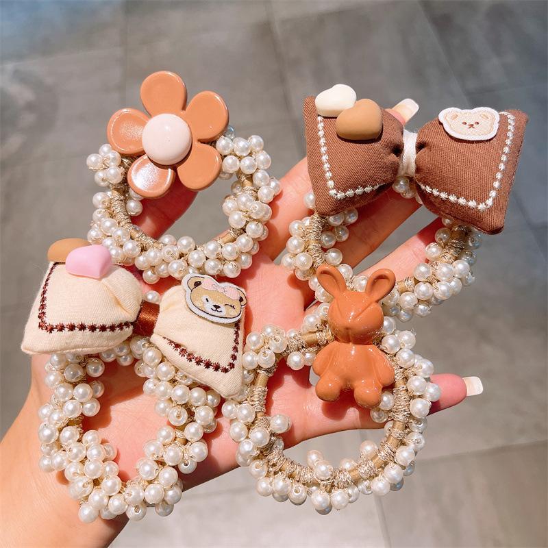 Milk Curry Children's Hair Tie Pearl Hair Rope