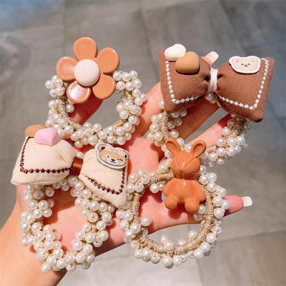 Milk Curry Children's Hair Tie Pearl Hair Rope