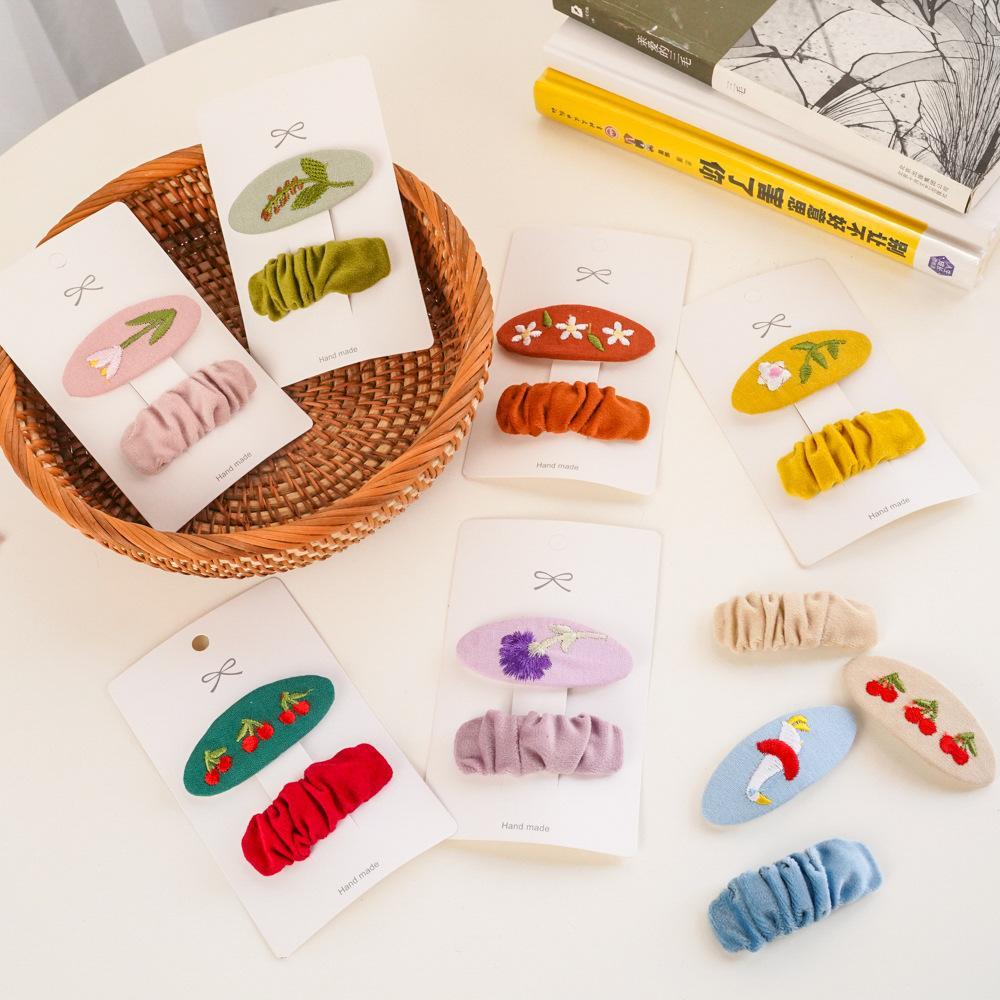 Children's Fabric Embroidered Hairpin Set