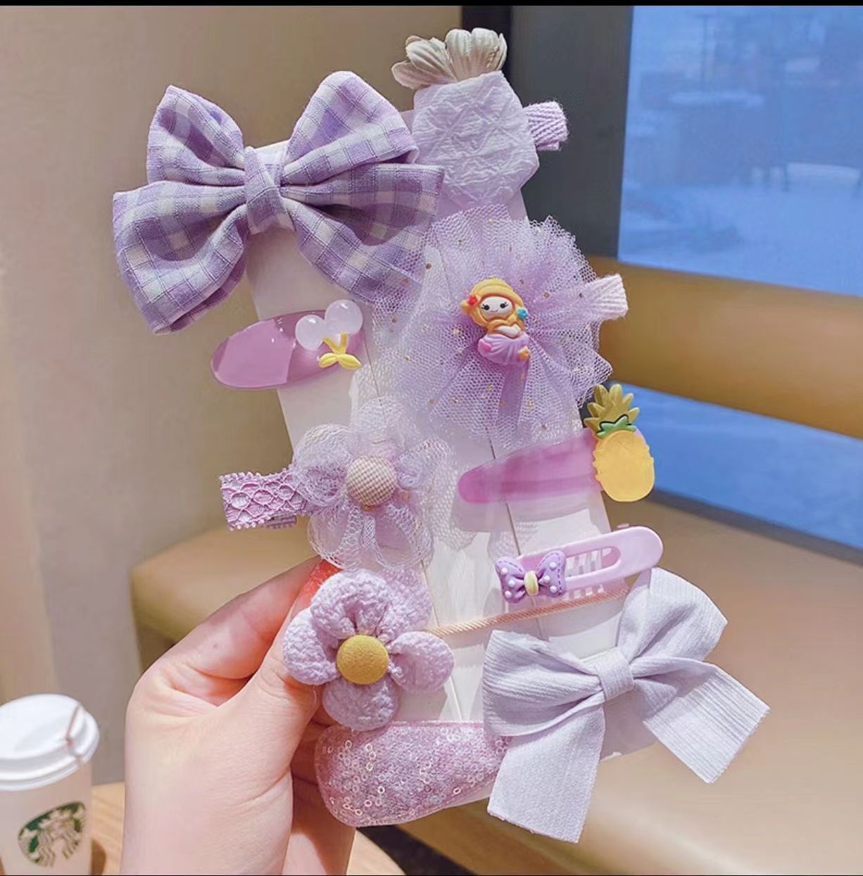 Children's Hairpin Set Bow Mesh Clip