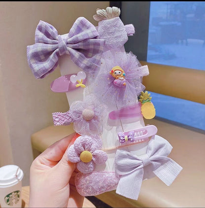 Children's Hairpin Set Bow Mesh Clip