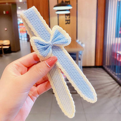 Bow Velcro Hair Hoop Girl's Knitted Wool Hair Accessories