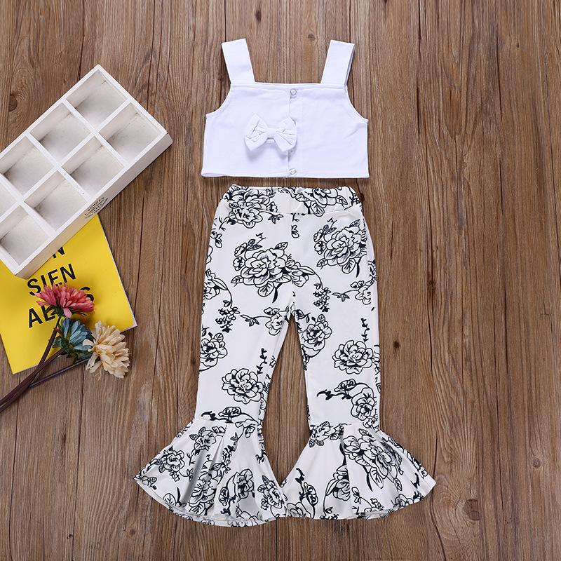 Suspender vest top printed horn pants