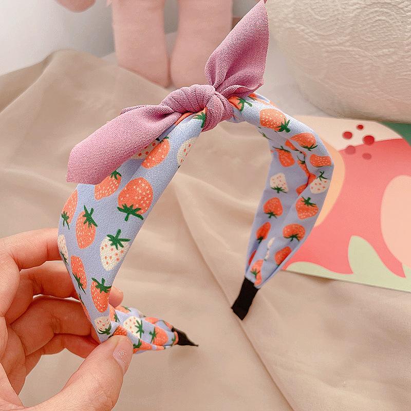 Fruit Print Colorblock Bow Children's Hair Hoop