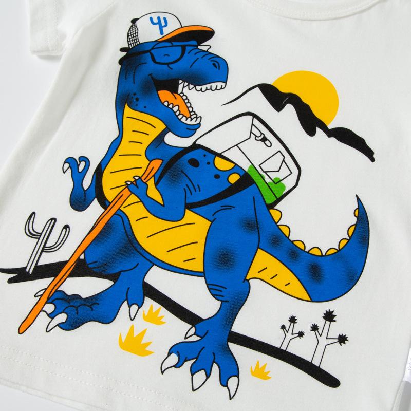 Children's T-shirt cartoon dinosaur Top Men's short sleeved