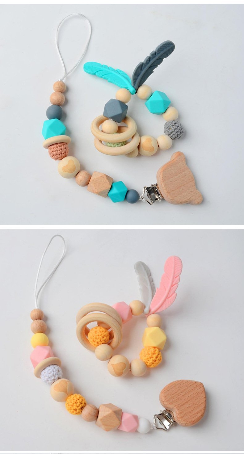 Baby Toys Set | Beech Pacifier Clip and Bracelet