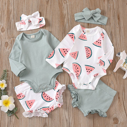 Watermelon printed shorts two piece suit
