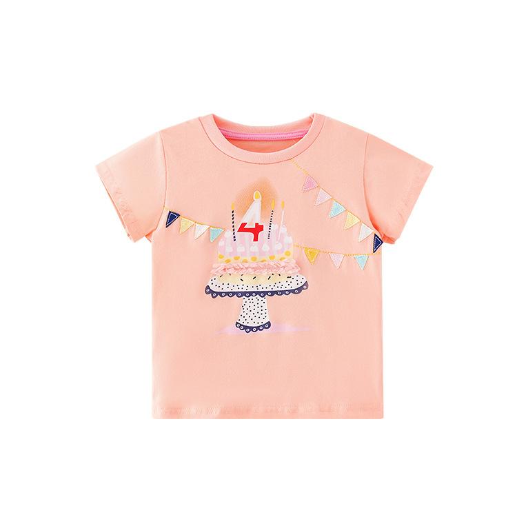 Girls' cartoon cotton short sleeve round neck girls' T-shirt