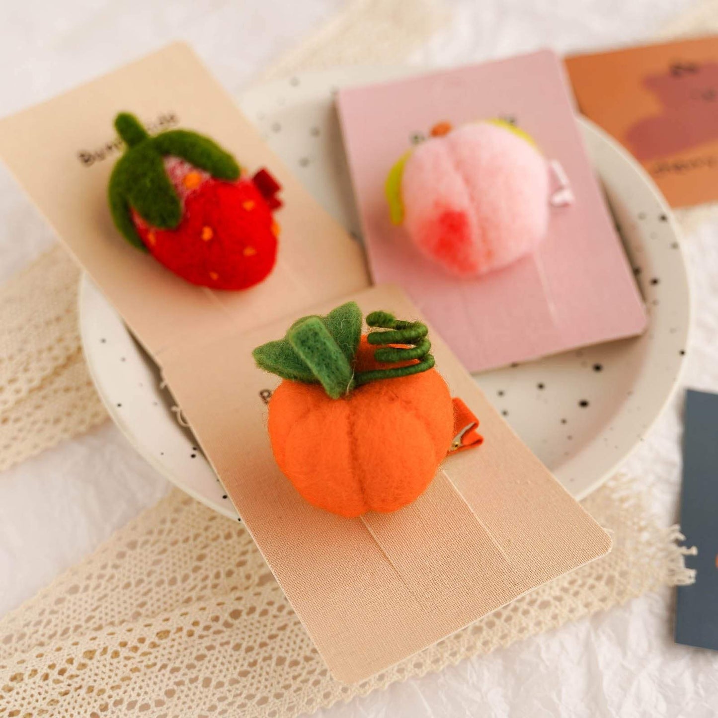 Children's Felt Triangle Strawberry Hairpin