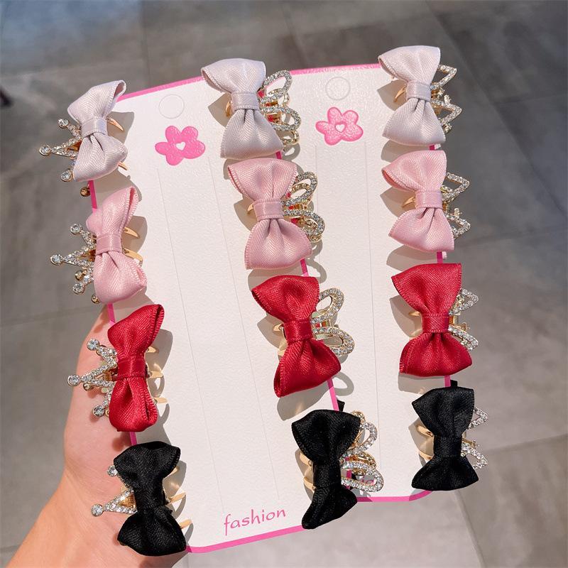 Children's Bow Rhinestone Crown Hairpin