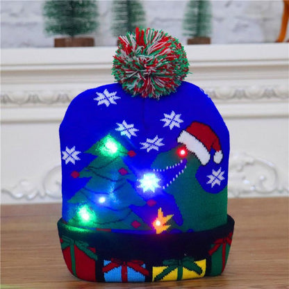 Christmas Decorations Adult Children's Luminous Knitted Christmas Hat