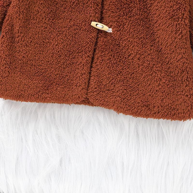 Children's Grain Fleece Hooded Cardigan Coat