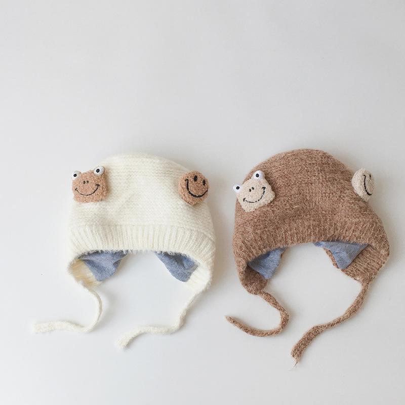 Baby Cartoon Knit Cap Strap Warm Ear Protection Cap