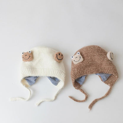 Baby Cartoon Knit Cap Strap Warm Ear Protection Cap